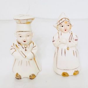 Vintage Dutch Baker/Boy & Girl Ceramic Salt and Pepper Shaker Set Made in Japan